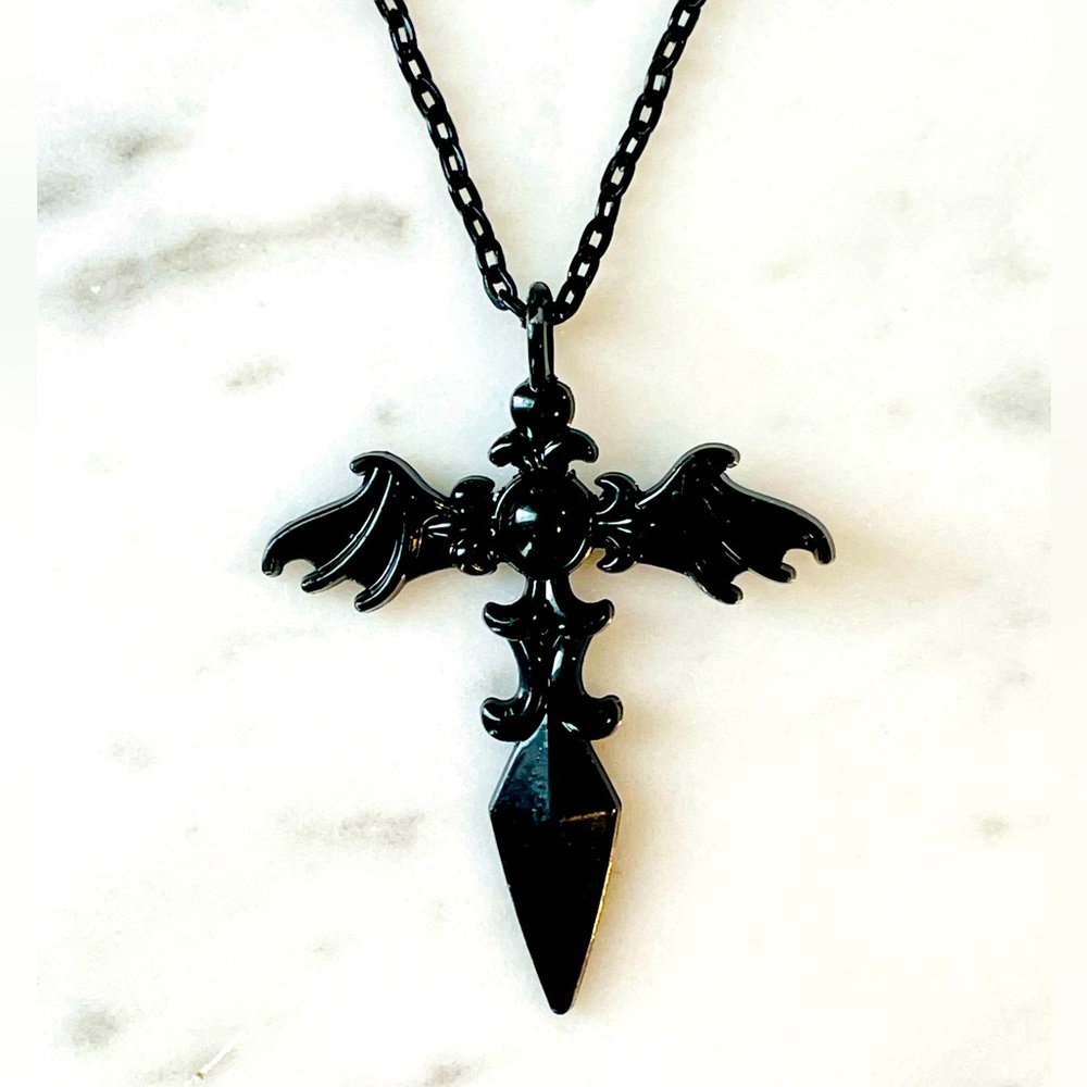 Black Gothic Cross Pendant Necklace